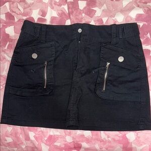 Black Mini Skirt with Zipper Pockets